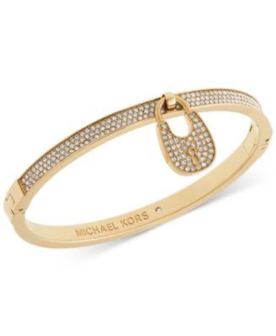 Michael Kors Pavé Crystal Accented Padlock Bracelet In Gold