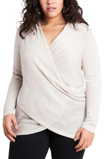 1.state Sparkle Knit Cross Front Top In Camel Heather