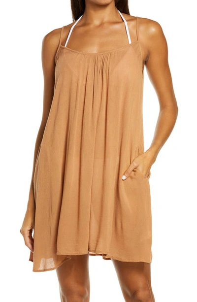 Elan Cover-up Slipdress In Caramel