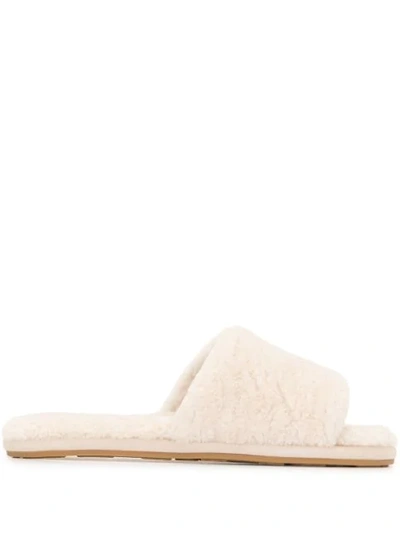 Veronica Beard Gillian Shearling Slide Slippers In Cream