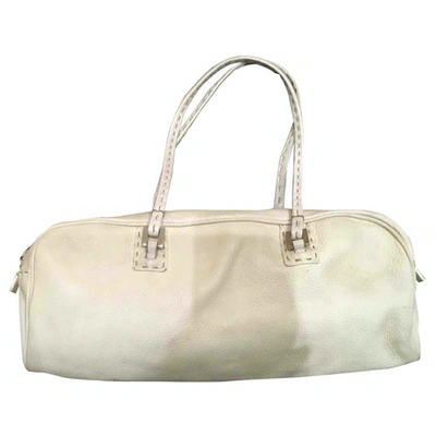 Pre-owned Fendi Leather Mini Bag In White