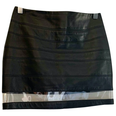 Pre-owned Balmain Leather Mini Skirt In Black