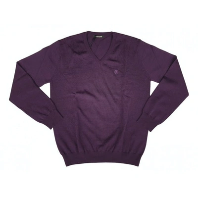 Pre-owned Roberto Cavalli Wool Pull In Purple