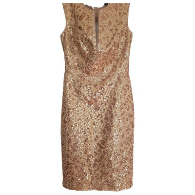 Pre-owned Bcbg Max Azria Glitter Mid-length Dress In Gold