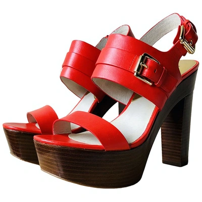 Pre-owned Michael Kors Leather Sandals In Red