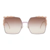 Fendi 60mm Gradient Square Cat Eye Sunglasses - Pink In Pink/brown Gradient Gold Mirror
