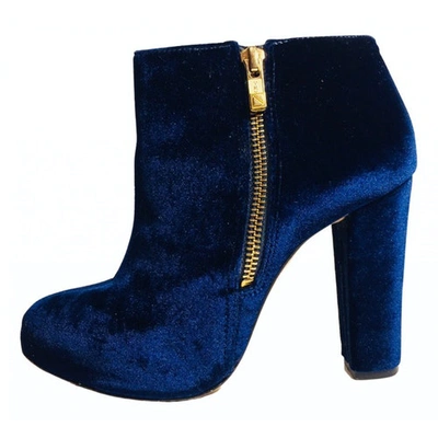 Pre-owned Kat Maconie Velvet Ankle Boots In Blue