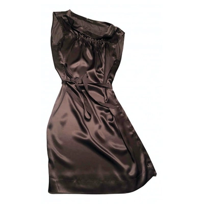 Pre-owned Bruuns Bazaar Silk Mid-length Dress In Brown