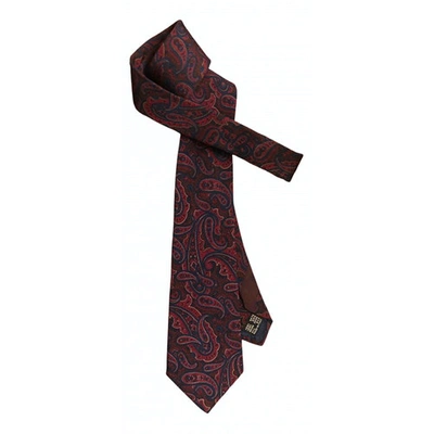 Pre-owned Borsalino Silk Tie In Burgundy