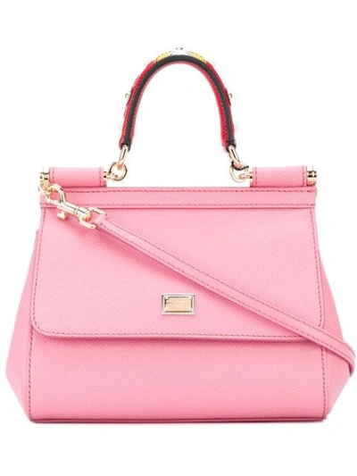 Dolce & Gabbana Sicily Small Leather Shoulder Bag In Pink