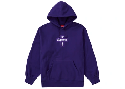 Pre-owned Supreme  Cross Box Logo Hooded Sweatshirt Purple