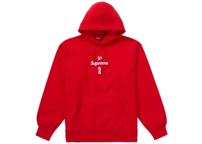 Pre-owned Supreme  Cross Box Logo Hooded Sweatshirt Red