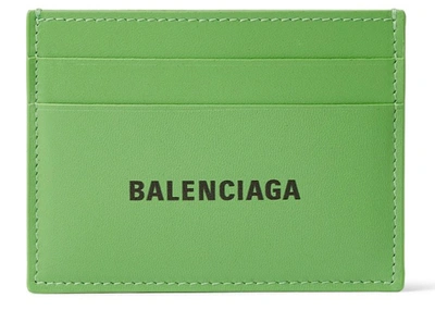 Pre-owned Balenciaga  Logo-print Cardholder (4 Card Slot) Full Grain Leather Green