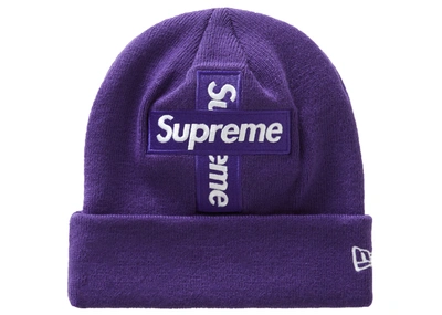 Pre-owned Supreme  New Era Cross Box Logo Beanie Purple