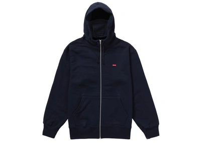 Pre-owned Supreme  Small Box Facemask Zip Up Hooded Sweatshirt Navy