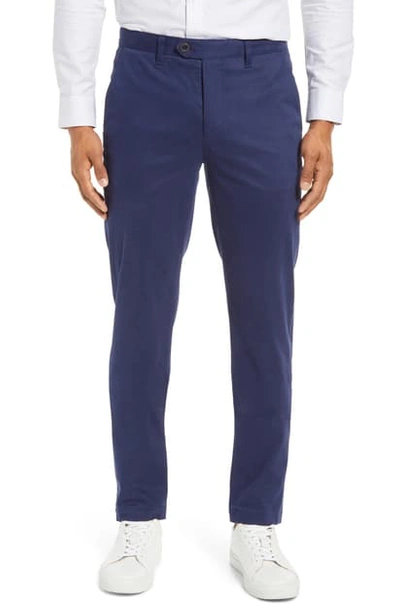 Ted Baker Indony Slim Fit Flat Front Pants In Blue