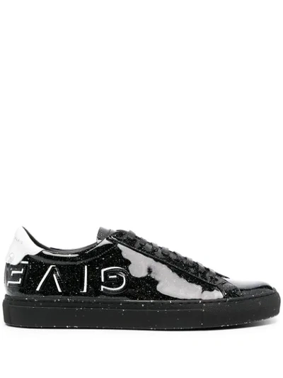 Givenchy 004 Black Reverse Logo Patent Leather Sneakers