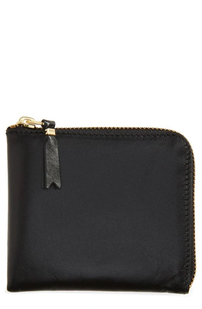 Comme Des Garçons Classic Leather Half Zip Wallet In Black
