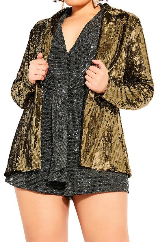 City Chic Sequin Seduction Jacket In ...