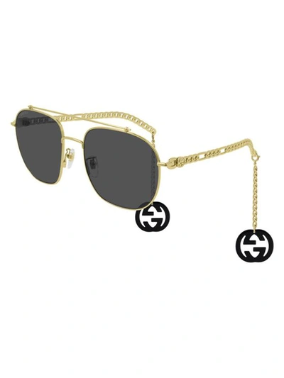 Gucci Gg0727s Sunglasses In Gold Gold Grey