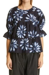 Merlette Sol Tiered Pima Cotton Top In Navy / Floral Print