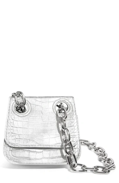 House Of Want We Are Original Vegan Leather Shoulder Bag In Silver Croco