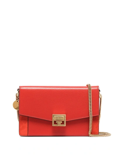 Givenchy Gv3 Leather And Suede Wallet On Chain Bag In Red