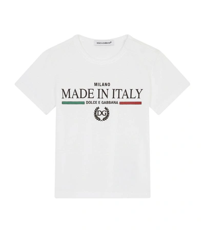 Dolce & Gabbana White T-shirt For Babykids With Logos