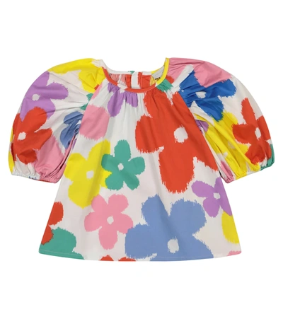 Stella Mccartney Kids' White Blouse For Girl With Flowers In Multicolor