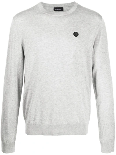 Diesel Embroidered Patch Jumper In Grey