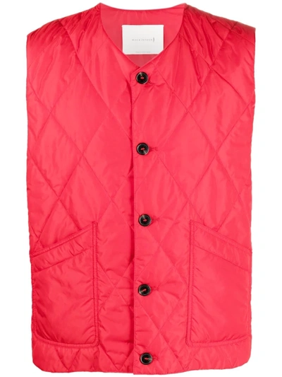 Mackintosh Quilted Sleeveless Gilet Jacket In Red