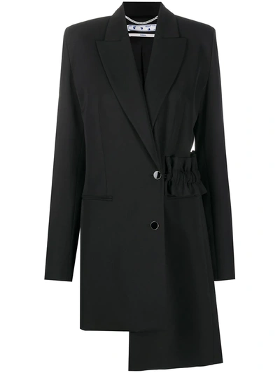 Off-white Asymmetric Hem Coat In Black