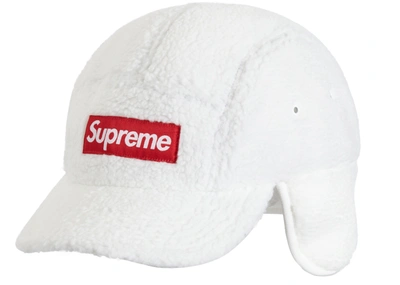 Pre-owned Supreme  Deep Pile Earflap Camp Cap White