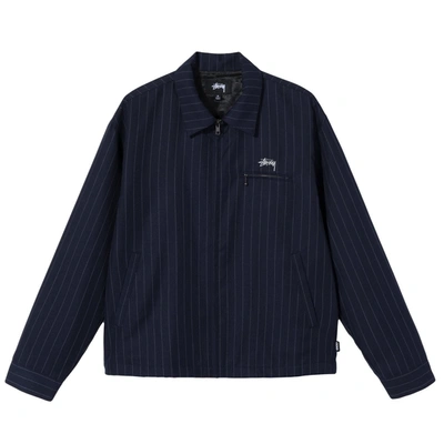 Pre-owned Stussy  X Cdg Pin Striped Bing Jacket Navy