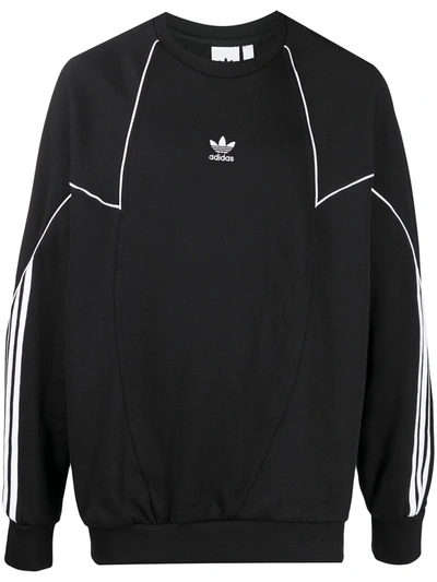Adidas Originals Big Trefoil Abstract Sweatshirt In Black