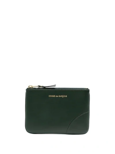 Comme Des Garçons Logo-print Zip-up Wallet In Green