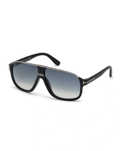 Tom Ford Elliot Universal-fit Aviator Sunglasses, Shiny Black/shiny Ruthenium