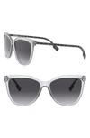 Burberry 56mm Square Sunglasses In Transparent Grey/ Grey Grad