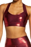 Heroine Sport Racerback Sports Bra In Metallic Red