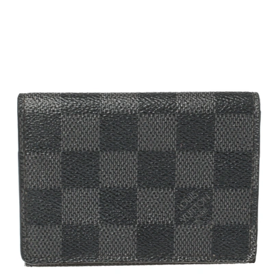 Pre-owned Louis Vuitton Damier Graphite Canvas Enveloppe Carte De Visite Card Holder In Black