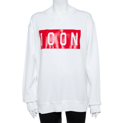 Pre-owned Dsquared2 White Icon Print Sweatshirt Xl