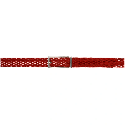 Bottega Veneta Red Macramé Belt In 6566-red/ch