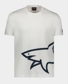 Paul & Shark Organic Cotton Based T-shirt With Printed Reflective Mega Shark In White