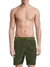 Stone Island Crinkle Stripe Shorts In Olive