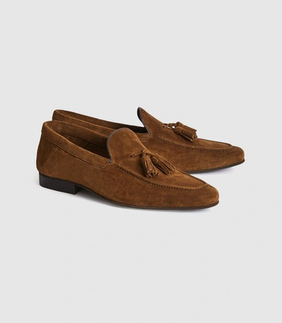 Reiss Suede Tassel Loafers In Tan