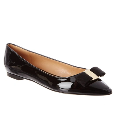 Ferragamo Salvatore Varina Patent Pointy toe Ballet Flat In Black