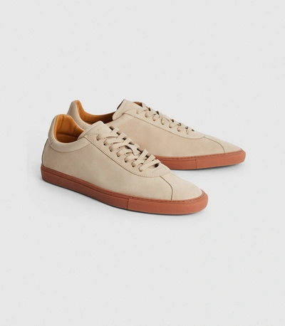 Reiss Leather Contrast Sole Trainers In Ecru