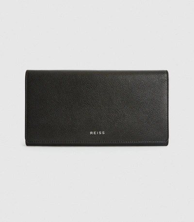 Reiss Leather Travel Wallet In Black
