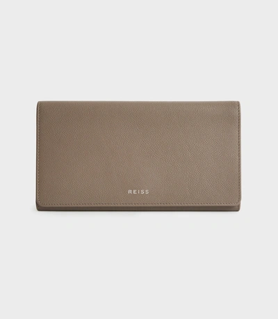 Reiss Leather Travel Wallet In Taupe