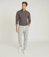 Reiss Blackhall Long Sleeve Merino Funnel Neck Half Zip Sweater In Charcoal Mouline